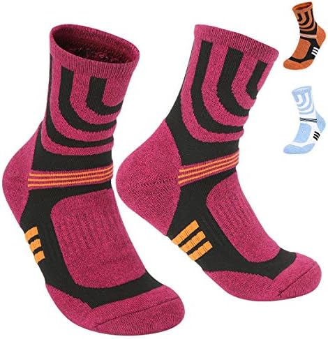 KOOOGEAR 3 Pairs Men Women Hiking Socks - No Blister Terry Cushion, Breathable, Warm, Moisture Wicking, Arch Support, for Outdoor Sports Running Walking Trekking Cycling Camping Golf Gym