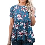 ZXZY Women Boho Short Sleeve Cross Tie Back Floral Print Shirt Tops Blouse Tee