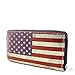 Single Zip Around Vintage American Flag Print Wallet