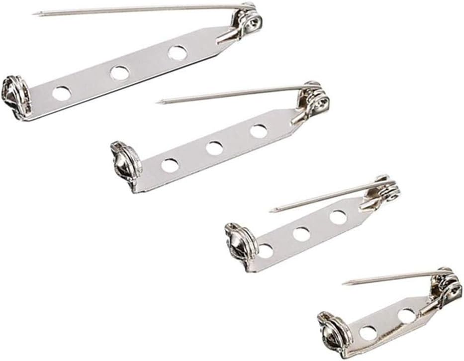 100 Pieces Badge Pins Silver Broach Back Pins Bar Pins Brooch Pin Tone Pin Back Clasp Brooch 4 Sizes 20 mm,25 mm,32 mm and 38 mm