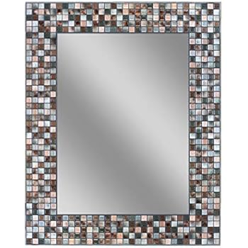 Headwest Earthtone Copper-Bronze Mosaic Tile Wall Mirror, 24 inches by 30 inches, 24