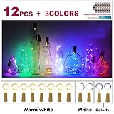 APONUO Wine Bottle Lights with Cork 12 Packs, 20 LED 6.5ft Battery Operated LED Cork Shape Silver Copper Wire Colorful Mini String Lights for DIY, Party,Wedding and Indoor Decorations (Multi Color)
