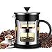 French Press Coffee Maker, FlatLED Coffee/Tea Maker, 304 Grade Stainless Steel Filter, 3 Level Filtration System, Heat Resistant High Borosilicate Glass, Protecting Black Base & handle (20 oz)