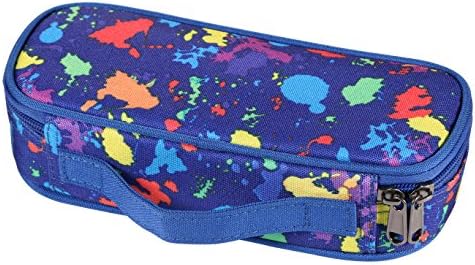 WINSHEA Pencil Case Student Pencil Holder Pen Pouch Stationary Organizer Cosmetic Makeup Bag with Handle (Colorful Blue)
