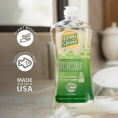 Lemi Shine Natural Liquid Dish Soap Hard Water Stain Remover Gentle