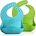 WeeSprout Waterproof Silicone Baby Bibs - Set of 2, Easy to Clean, Soft & Comfortable, for Boys & Girls, Wide Pocket Catches Food, Adjustable & Toddler Proof