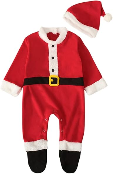 0 24 Mois Combinaison En Peluche Grenouillere Costume Pere Noel Deguisement Une Seule Piece Avec Bonnet Pour Bebe Garcon Fille Amazon Fr Vetements Et Accessoires