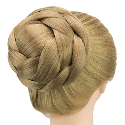 IMISSU Large Size Dancer Braided Chignon Hair Cover, Donut Hairpiece, Scrunchie Hair Bun Wig (Flaxen)