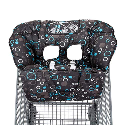 2-in-1 Shopping Cart and High Chair Cover for Baby~Padded~Fold'n Roll Style~Portable with Free Carry Bag (Black Circle)