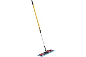 Rubbermaid Commercial Products Microfiber Adaptable Flat Mop Kit for WaveBrake Yellow Extendable Handle for Heavy-Duty Cleaning/Hardwood/Tile/Laminated Floors in Kitchen/Lobby/Office