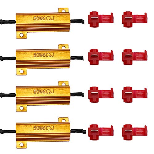 YUNPICAR 車用ハイフラ防止抵抗器 50W/25W 6Ω 警告灯キャンセラー ウインカー抵抗 ハイフラ防止 4個セット (50w)