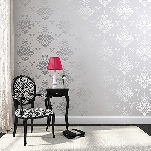 Flower Garden Wall Stencil for Painting - Expedited 3 days Delivery - Damask Wall Accent - Reusable Template - Large Mylar Washable Plastic - Repeatable Pattern for Wall Décor