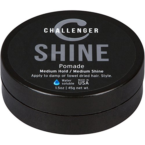 Shine Pomade - Challenger - 1.5OZ Medium Hold & Shine - Best Men s Styling Pomade - Water Based, Clean & Subtle Scent, Travel Friendly. Hair Wax, Fiber, Clay, Paste, and Cream, All In One