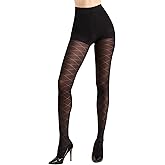 MANZI Diamond Patterned Rhombic Tights Control Top 50 Denier Shaping Pantyhose High Waist Stockings