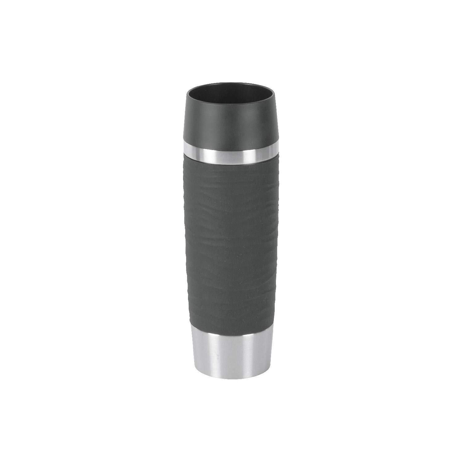 Emsa N2012200 Waves Grande Travel Mug/Thermal Mug, Stainless Steel Silicone Plastic, Black, 500 ml