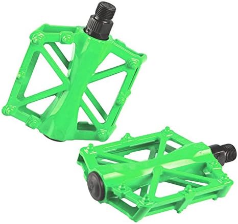 Bicycle Aluminum Alloy Flat Platform Pedals 9/16" For Road Mountain Bike Pedals BMX MTB (Green)