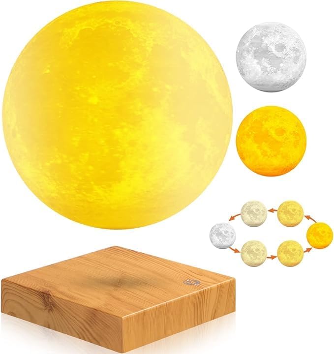VGAzer Levitating Moon Lamp.Floating and Spinning in Air,Night lamp for Office,Home,Decro,Gifts.Christmas (3 Colors)