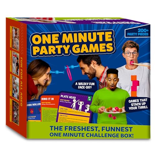 One Minute Party Games - 200+ Pieces, Fast-Paced & Hilarious Group Games for Kids, Teens & Adults, Fun for Game Nights, Birthdays, Family Gatherings, Indoor or Outdoor Play