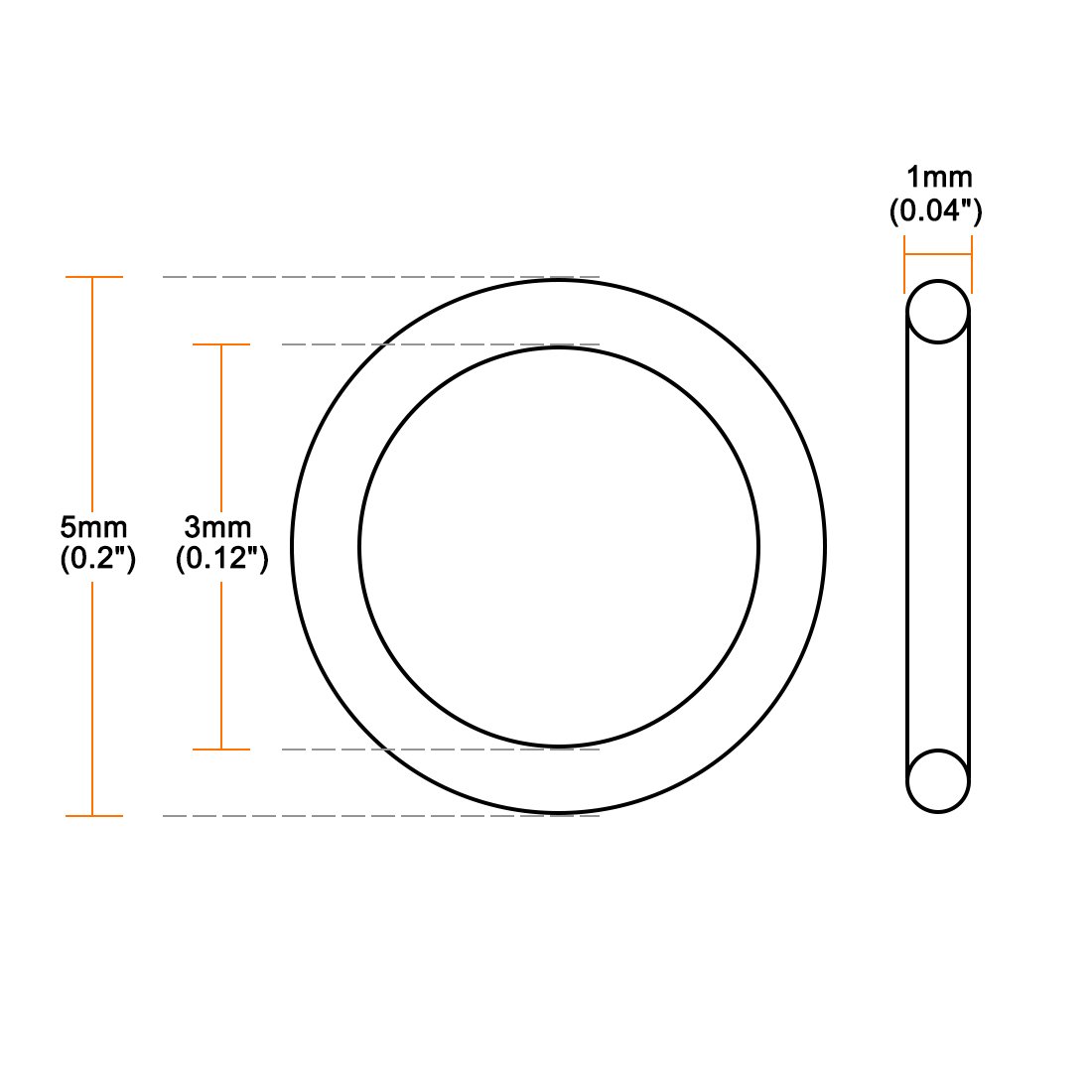 sourcing map Nitrile Rubber O-Rings 5mm OD 3mm ID 1mm Width, Metric Sealing Gasket for Automotive Machine Plumbing Pack of 50 - Image 4