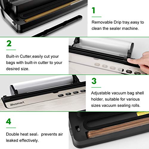 Vacuum Sealer Blusmart 80Kpa Food Sealer Machine Automatic Air Sealing