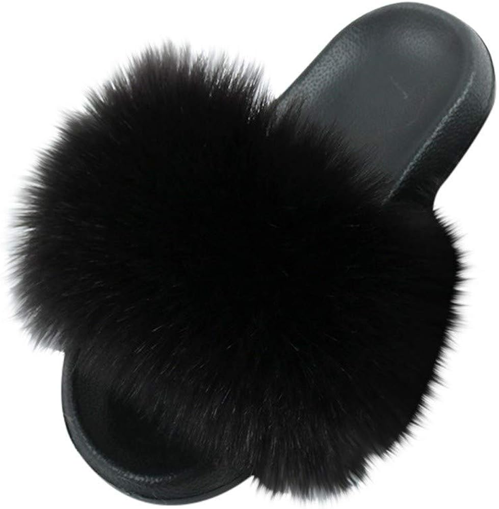 rabbit fur slides