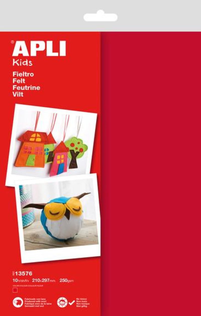 APLI 13576-Fieltro red A4 10 Sheets