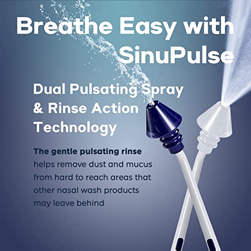 Health Solutions SinuPulse Elite Advanced Nasal Irrigation System with 30 SinuAir Saline Packets, Pulsating Nasal Congestion Relief & Sinus Rinse Machine, More Effective Than Neti Pot or Nose Spray