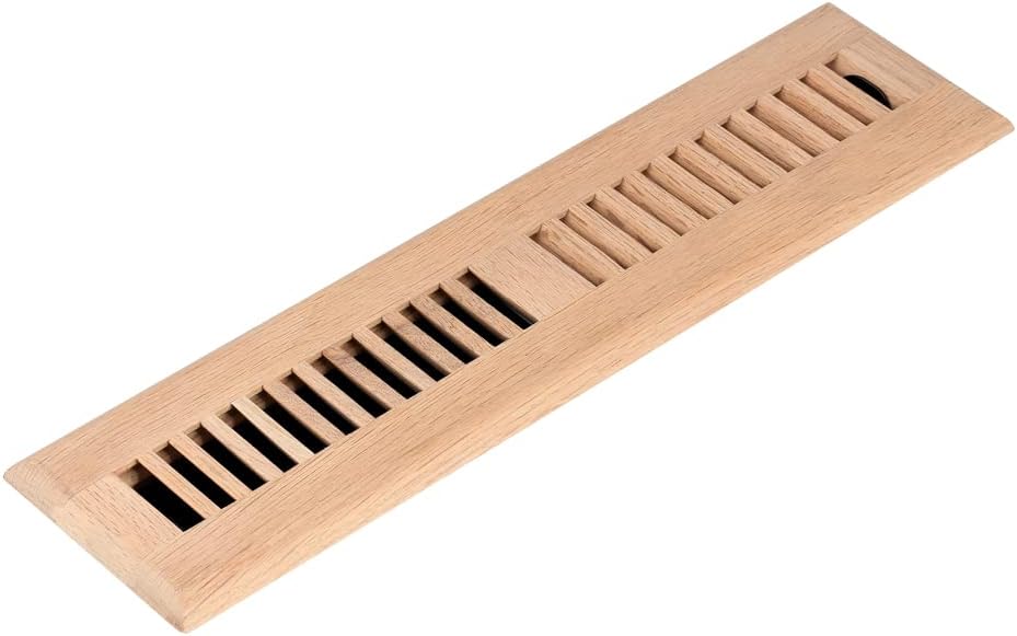 Registers, Grilles & Vents - Homewell Red Oak Wood Floor Register, Drop in Vent Cover with Damper, 2x12 Inch, Unfinished