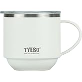 TYESO Coffee Mug, Insulated Tumbler with Lid, Vacuum Insulated Mug Double Wall Stainless Steel Cup (WHITE, 11 OZ)