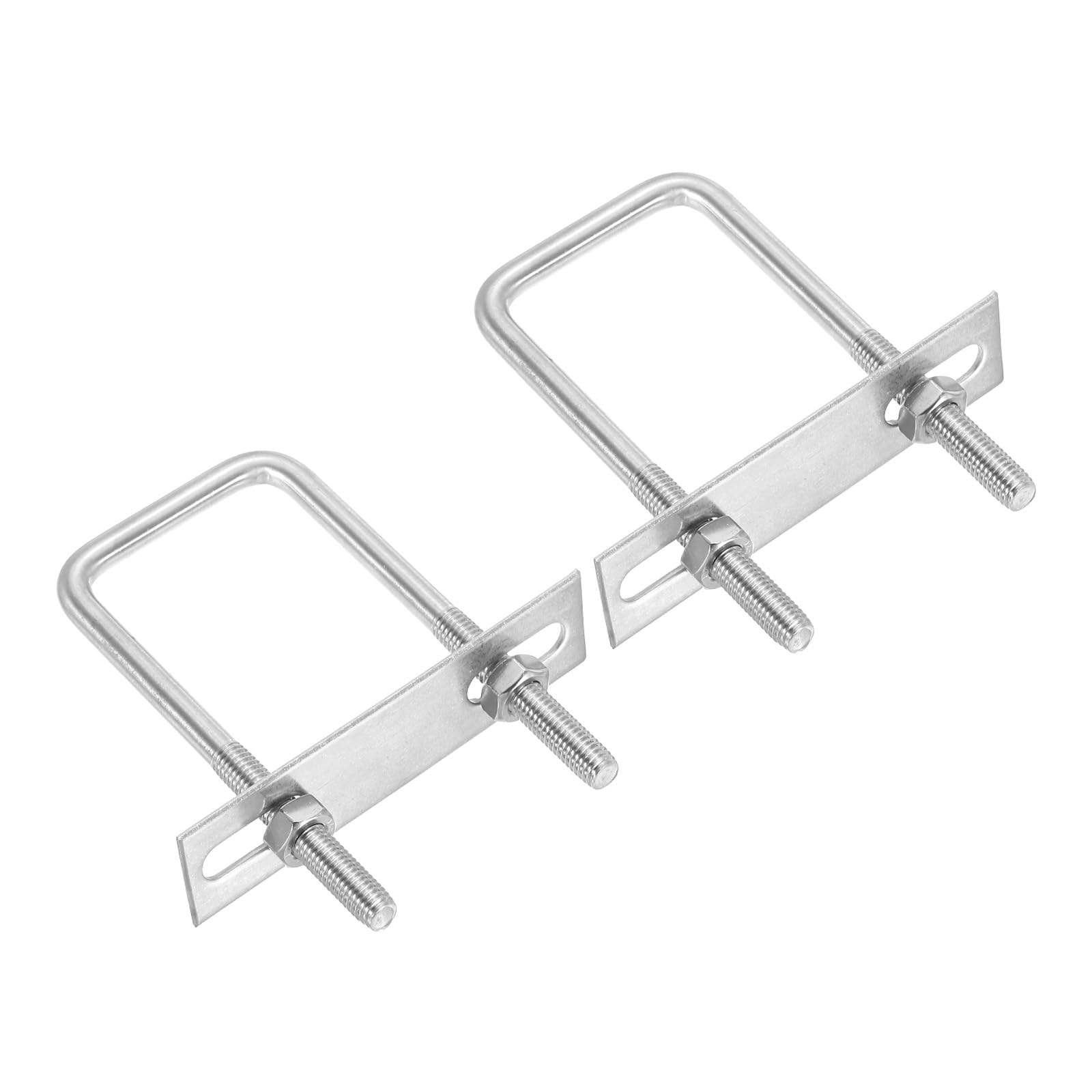 PATIKIL M8x45x110mm Square U-Bolts Kit, 2Set 304 Stainless Steel Square U Shaped Bolts Replacement Parts with Frame Plates and Nuts for Ski Board Sailboat Trailer