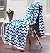 Chanasya Super Soft Ultra Plush Cozy Fluffy Warm Chevron Print Modern Contemperary Design Velvet Fleece Front and Fuzzy Sherpa Back Microfiber Throw Blanket (60