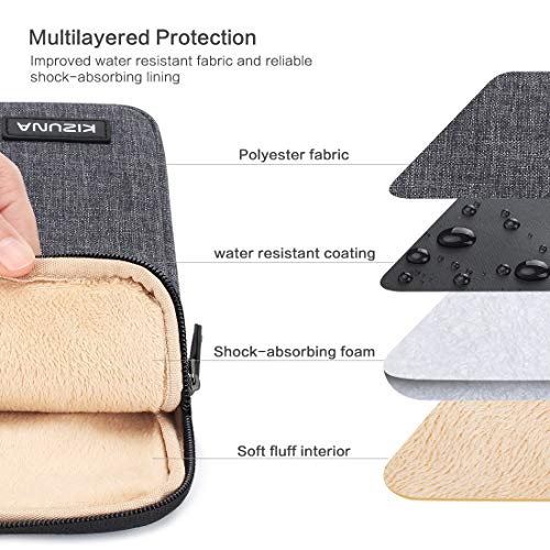 KIZUNA Tablet Sleeve Case 10 Inch Water-Resistant Laptop Bag for 10.1" Notebook/9.7" 10.5" 11" iPad Pro/Microsoft Surface Go/10.8" Huawei MediaPad/Samsung Galaxy Tab S4/Acer Iconia One 10 -Grey