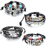 Aroncent 4pcs Handmade DIY Charm Adjustable Bracelet Multilayer Bracelet Wristband Cuff Jewelry