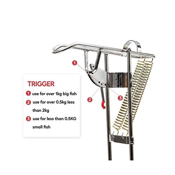 LeaningTech-RHA-01-Stainless-Fishing-Rod-Holder-Rack-with-Automatic-Tip-Up-Hook-Setter-Double-Spring-Adjustable-Folding-Holder-Silver