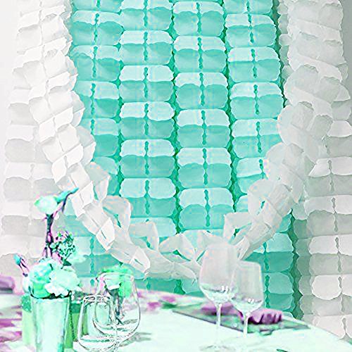 Four Leaf Clover Garland Tissue Paper Flowers, Tissue Paper Garland, Independence Day Decoration Wedding Party Decor Tissue Paper Flowers Kit Garland Craft, 9.84 Feet/3 M Each, Pack of 3 (Mint) - Thumbnail 2