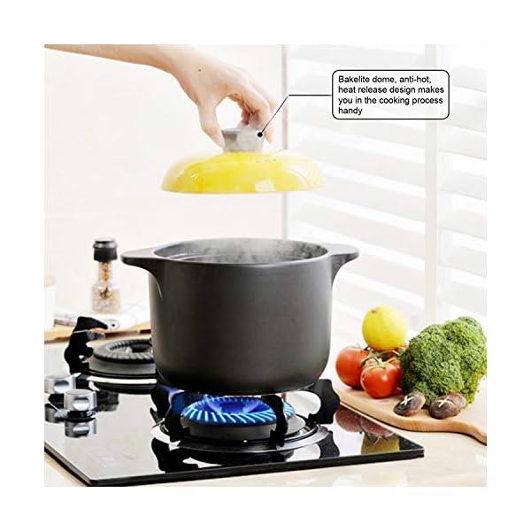 Kitchen-Stoneware-Cooking-Pot-Tureen-Soup-Casserole-Dish-with-Lid-Chinese-SoupClayEarthen-Pot-with-Double-Handle-and-Yellow-Lid-Ceramic-Cookware-Round-Black-25-Liter Kitchen Stoneware Cooking Pot Tureen Soup Casserole Dish with Lid, Chinese Soup/Clay/Earthen Pot with Double Handle and…
