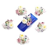 ECBASKET 10pcs 3D Rhinestone Mix Metal Flower Nail Art Decorations Alloy Nail Art Tips DIY Nail Art Decoration