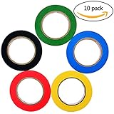 10 Pieces 5 mm Width Graphic Chart Tape, Nydotd Colored Whiteboard Grid Marking Tapes Self Adhesive Artist Tape Dry Erase Gridding Tape for Decor Craft Office Marking, 5 Colors