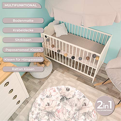 Amazinggirl Papasansessel Kissen und Krabbeldecke rund 2 in 1 Ø 110 cm Polyester - großes Bodenkissen gepolsterte… – Bild 4