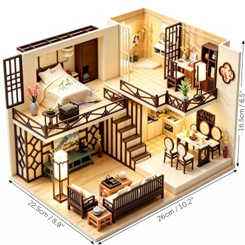 Home Miniature DIY CUTEROOM, Mini Pink House, 3D Wooden Craft Kit for Adults and Teens