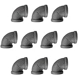 10 Pack Elbow Pipes - Black Malleable Iron Brooklyn Pipe Fittings | 3/4