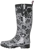 Capelli New York Ladies Shiny Lace & Roses Printed Tall Rainboot