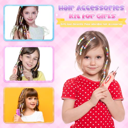 Flnlano Girls Gift 5 6 7 8 Years Children: Hair Accessories Toys for Girls 7-12 Years Braided Hair Beads Birthday Gifts for Children 8 9 10 Years Fun Braiding Machine
