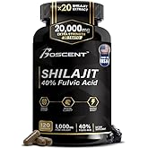 Shilajit Capsules 20,000mg – Pure Himalayan Shilajit for Men & Women – Organic Fulvic Acid Supplement with 85+ Trace Minerals – High Potency Natural Energy & Vitality Support – 120 Vegan Capsules