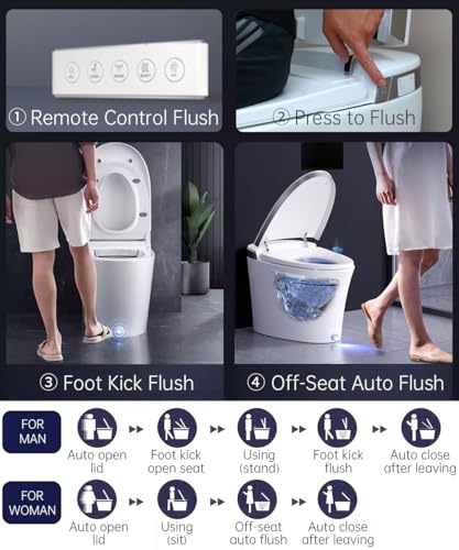 EPLO iX7-PRO Smart Bidet Toilet Built in Tank Auto Open Foam Shield Dryer | Automatic Flush,Elongated Heated Seat,Booster Pump-Assisted Powerful flush,Instant Warm Water, LED Temp Display,Night Light