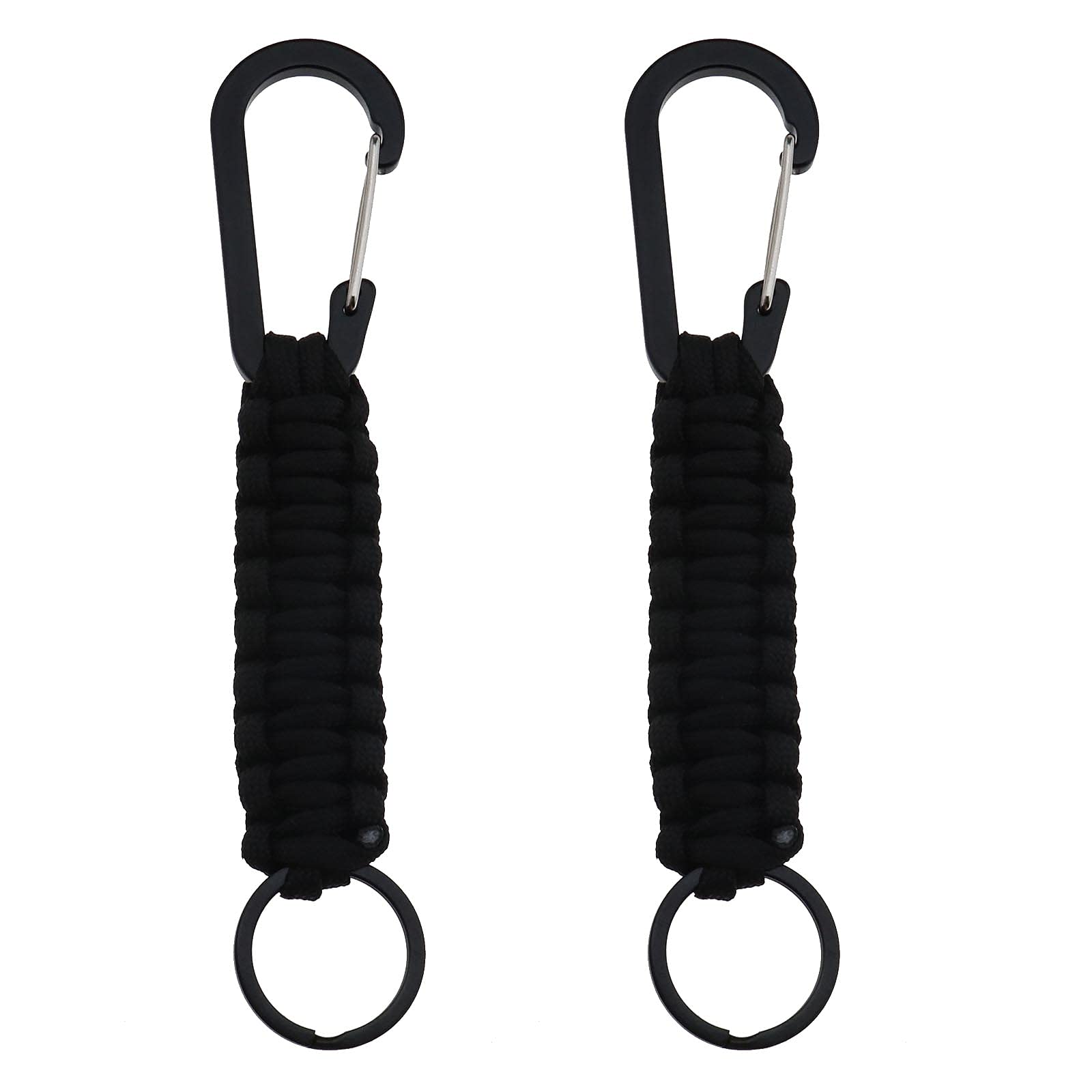 ECSiNG 2pcs Multifunction Keyring with Snap Hook Carabiner Clips for Umbrella Hanging Clothes Water Bottles Backpa Flashlight Black D Ring Hooks Travel Backpack Accessories