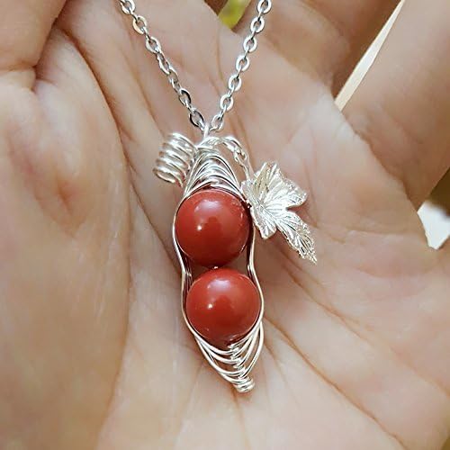 Silver Leaf Swarovski Birthstone Pearl for JUL Peapod Necklace, Ruby 2 Peas in a Pod Necklace, Best Friend Gift, Birthday Gift (JUL)