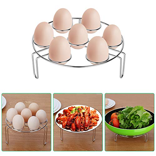 E-Gtong Pressure Cooker Accessories Set Fits 6, 8 QT, 5-Pieces Value Pack Included Stainless Steel Steamer Basket, Non-Stick Cake Pan, Egg Bites Molds, Egg Steamer Rack and Dish Clip