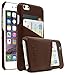 Bastex iPhone 6 Case, Premium Genuine Leather Slim Fit Snap On Executive Wallet Card Case for iPhone 6, 6s Brown
