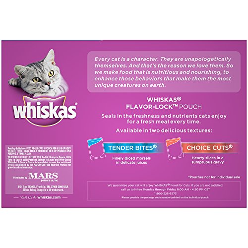 Whiskas Choice Cuts Seafood Selections Variety Pack Wet Cat Food, (48) 3 Oz. Pouches